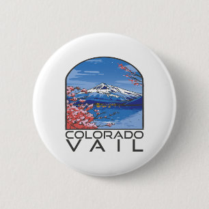 Macaron Rond 5 Cm Montagne enneigée Vail Colorado Vacances d'hiver S