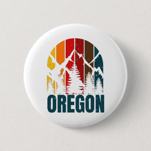 Macaron Rond 5 Cm Montagnes de l'Oregon Rétro Vintage
