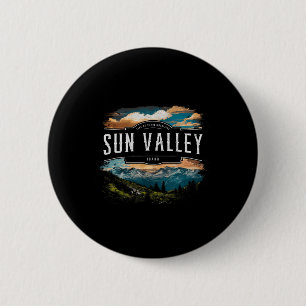 Macaron Rond 5 Cm Montagnes de Sun Valley Idaho Randonnée Extérieur