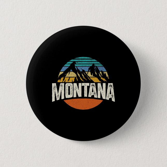 Macaron Rond 5 Cm Montana Mountains Retro Design Hiking Mt  (Devant)