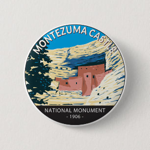 Macaron Rond 5 Cm Montezuma Castle National Monument Arizona Vintage