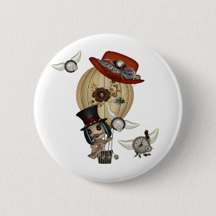 Macaron Rond 5 Cm montgolfière steampunk laveau gothique art