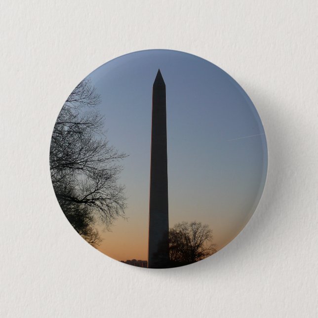 Macaron Rond 5 Cm Monument de Washington au coucher du soleil (Devant)
