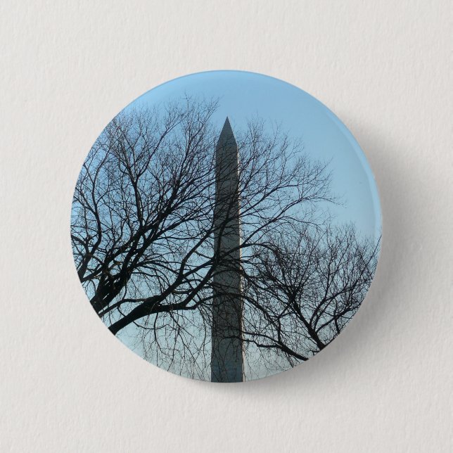 Macaron Rond 5 Cm Monument de Washington dans le paysage d'hiver I (Devant)