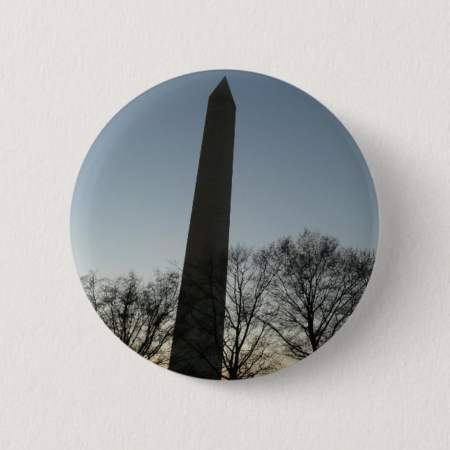 Macaron Rond 5 Cm Monument de Washington dans le paysage d'hiver II (Devant)