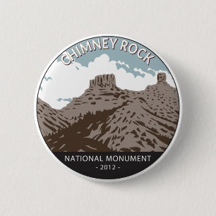 Macaron Rond 5 Cm Monument national de Chimney Rock Colorado Vintage