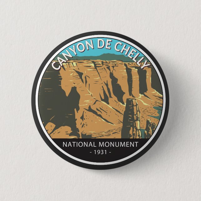 Macaron Rond 5 Cm Monument National du Canyon De Chelly Cercle Vinta (Devant)