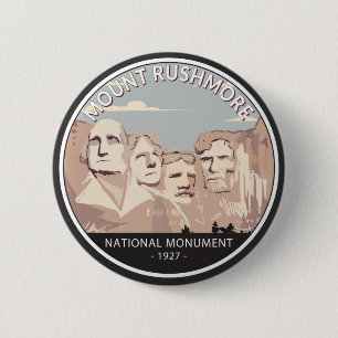 Macaron Rond 5 Cm Monument national du Mont Rushmore Cercle rétro