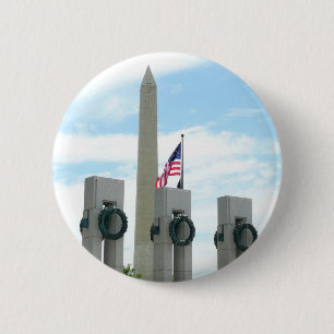 Macaron Rond 5 Cm Monument Washington et mémorial de la Seconde Guer