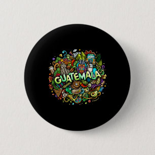 Macaron Rond 5 Cm Monuments guatémaltèques et ville de Guatemala