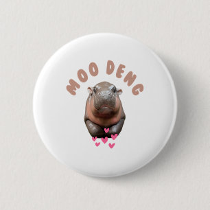 Macaron Rond 5 Cm MOO-DENG LE CÉLÈBRE BÉBÉ PIGMY HIPPO MOODENG T-Shi
