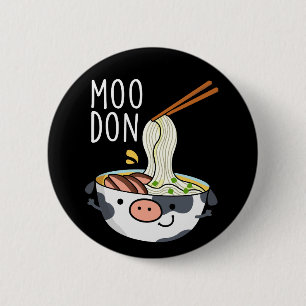 Macaron Rond 5 Cm Moo-don Funny Udon Pun Fond sombre