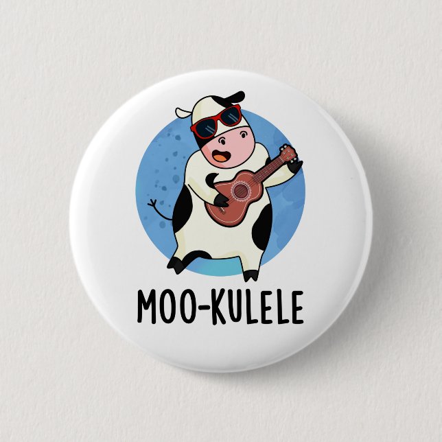 Macaron Rond 5 Cm Moo-kulele Funny Ukulele Cow Pun (Devant)