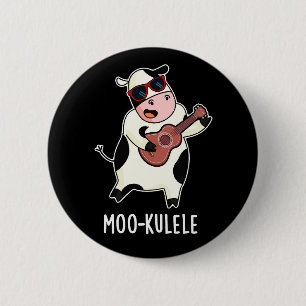 Macaron Rond 5 Cm Moo-kulele Funny Ukulele Cow Pun Dark BG