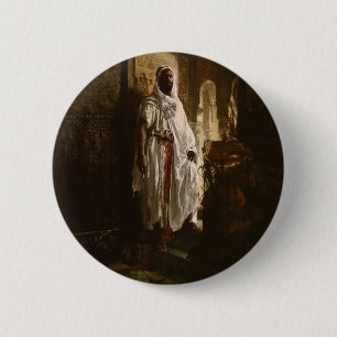 Macaron Rond 5 Cm Moorish Chief African Art Painting Portrait