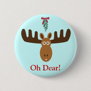 Macaron Rond 5 Cm Moose Head_Mooseltoe_Oh Cher! broche bouton de fêt