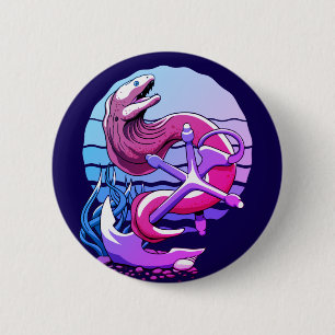 Macaron Rond 5 Cm Moray Eel et Ancre