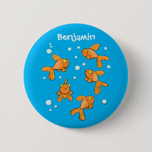 Macaron Rond 5 Cm Morceau de poisson rouge orange mignon sur dessin 