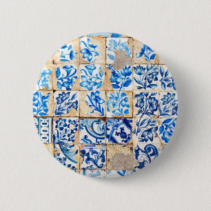 Macaron Rond 5 Cm mosaïque lisbonne décoration portugal vieux carrea