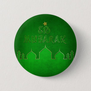 Macaron Rond 5 Cm Mosquée verte de l'or de l'Aïd Moubarak