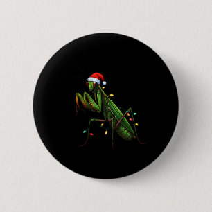Macaron Rond 5 Cm Moss Mantis Noël Lumière Santa Hat Animal Insec