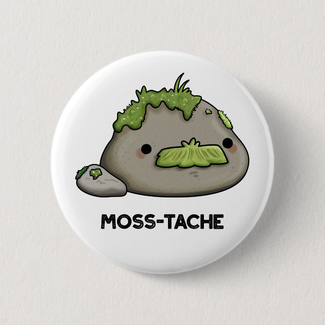 Macaron Rond 5 Cm Moss-tache Funny Mustache Pun (Devant)