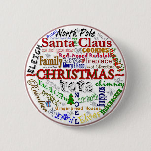 Macaron Rond 5 Cm Mot-Art de Noël - Bouton