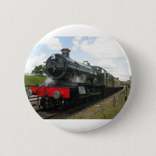 Macaron Rond 5 Cm moteur à vapeur Vintage, vieux train ferroviaire
