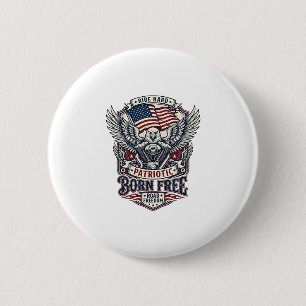 Macaron Rond 5 Cm Moteur d'aigle patriotique Biker Route Liberté Pat