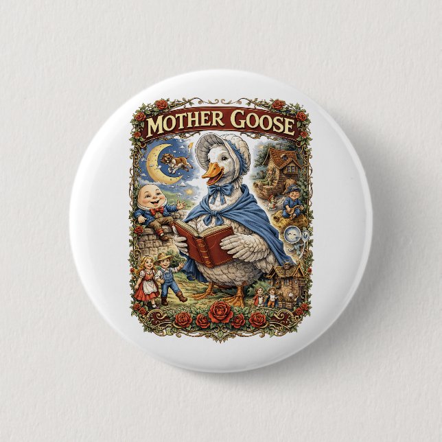 Macaron Rond 5 Cm Mother Goose (Devant)