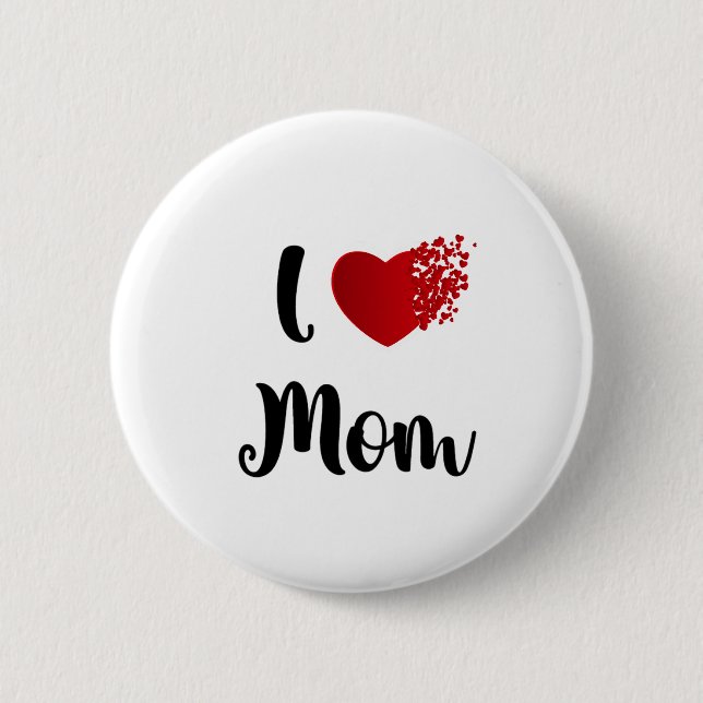 Macaron Rond 5 Cm Mother's Day I Love Mom Heart Explosion Gift  (Devant)