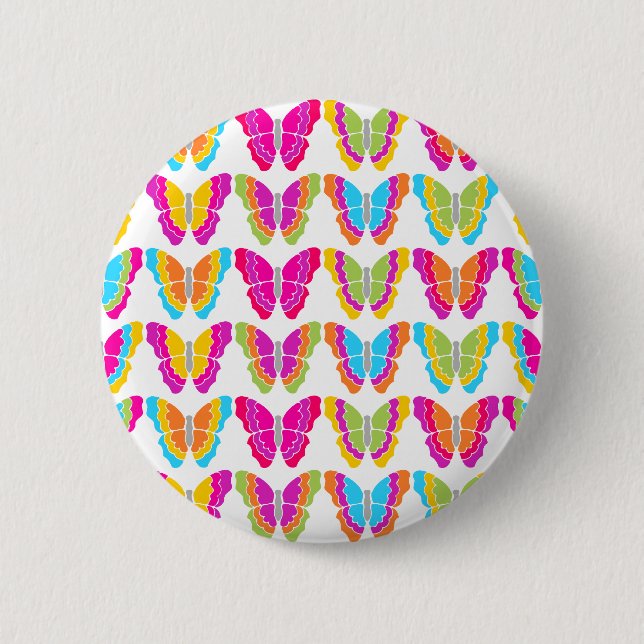 Macaron Rond 5 Cm Motif à papillon arc-en-ciel mignon (Devant)