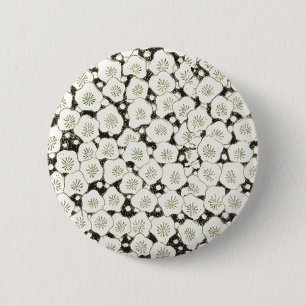 Macaron Rond 5 Cm Motif Antique Fleur Blanche Japonaise