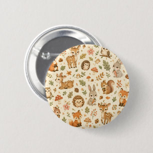 Macaron Rond 5 Cm Motif aquarelle d'animaux mignons de la forêt 