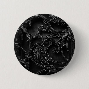 Macaron Rond 5 Cm Motif baroque gothique noir