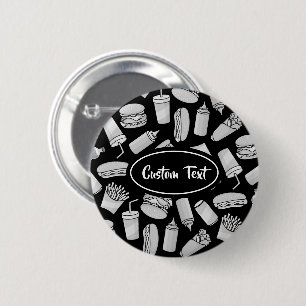 Macaron Rond 5 Cm Motif blanc pour icônes de restauration rapide