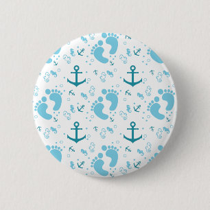 Macaron Rond 5 Cm Motif bleu de bébé nautique