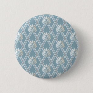 Macaron Rond 5 Cm Motif bleu démodé de papier peint de trellis de