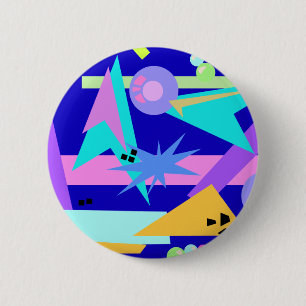 Macaron Rond 5 Cm Motif bleu fou d'années '80