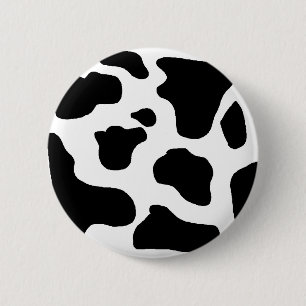 Macaron Rond 5 Cm Motif brouillé noir et blanc d'impression de vache