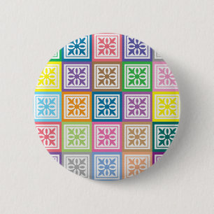 Macaron Rond 5 Cm Motif carré abstrait coloré