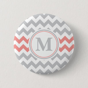 Macaron Rond 5 Cm Motif Chevron rose Girl avec Monogramme