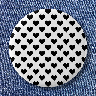 Macaron Rond 5 Cm Motif Cœur Noir
