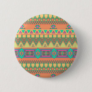 Macaron Rond 5 Cm Motif coloré de la tribu Aztec Ikat de Chevron Zi
