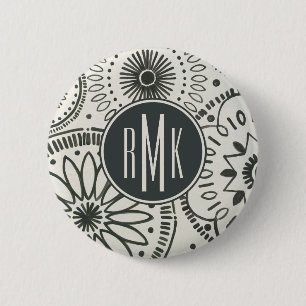 Macaron Rond 5 Cm Motif d'abrégé sur le monogramme   Kami