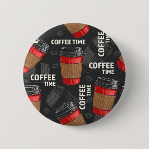 Macaron Rond 5 Cm Motif de café