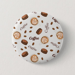 Macaron Rond 5 Cm Motif de café