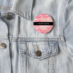 Macaron Rond 5 Cm Motif de camouflage rose, Votre nom, Personnaliser