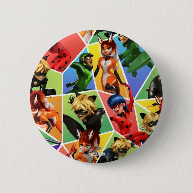 Macaron Rond 5 Cm Motif de caractères couleur miquille (Devant)