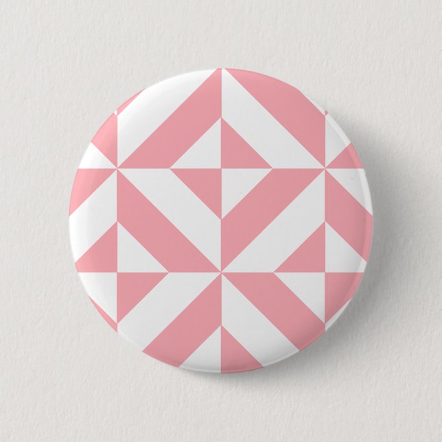 Macaron Rond 5 Cm Motif de cube géométrique Melon rose (Devant)
